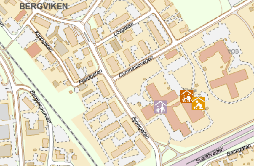 Karta som visar var den nya Hertsökolan byggs