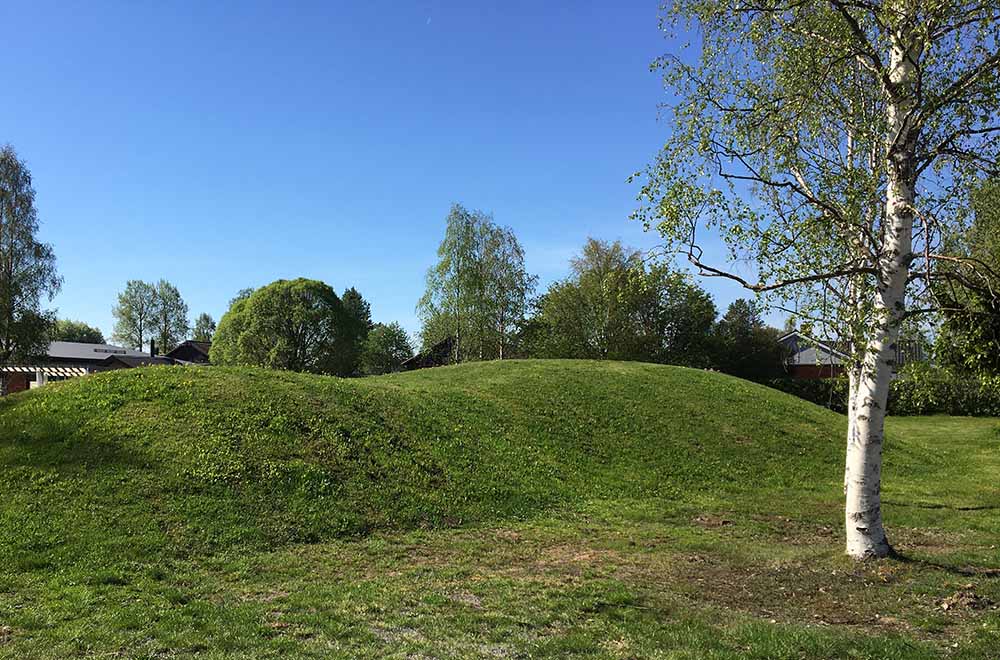 Klipps gräsmatta som böljar över kullar