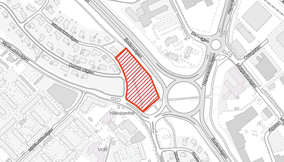 Karta som visar var den nya Hertsökolan byggs