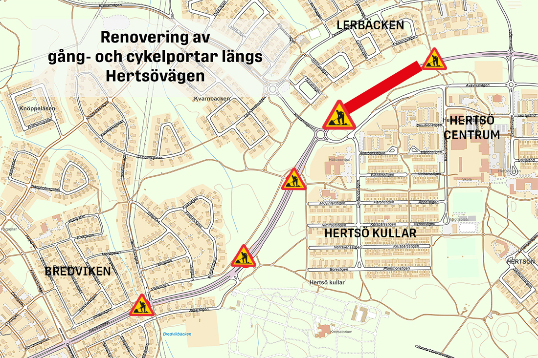 Hertsövägen avstängd för genomfart 8 - 15 juni.